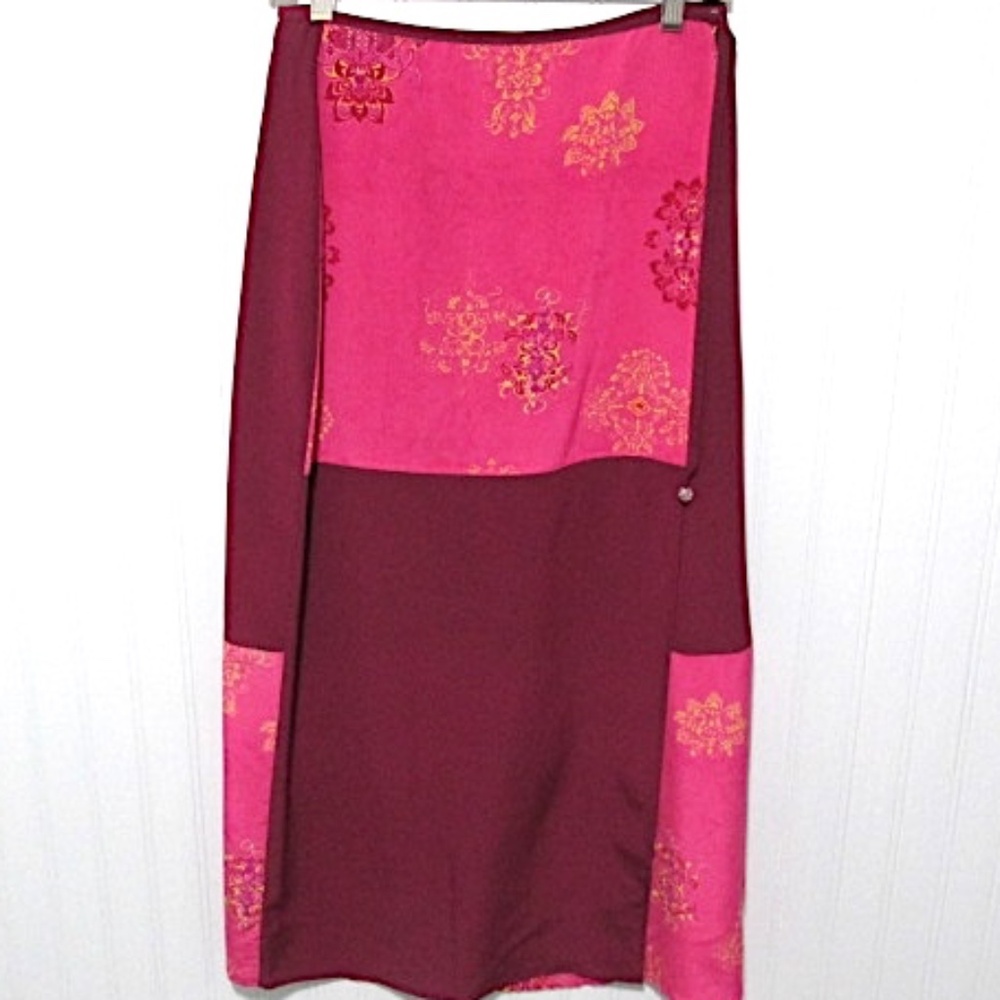 Purple&Pink Silk Wrap Skirt, Size PM
